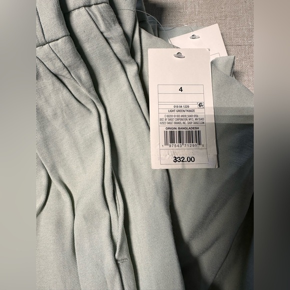 A New Day High-Rise Pleat Front Straight Trousers Pants - Light Green NEW - Picture 3 of 6